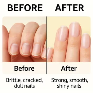 Visual before and after comparison effect of organic nail oil on brittle dry nails