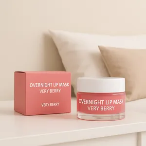 Premium moisturizing very berry overnight lip mask in a pink jar with matching box