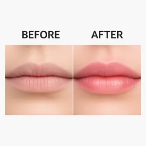 Detailed before and after comparison showing hydrating results of overnight lip mask
