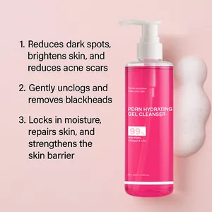 Vue détaillée du nettoyant gel hydratant PDRN montrant les bienfaits et la texture