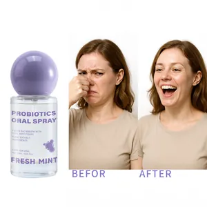 Comparación antes y después del spray bucal probiótico para un aliento fresco