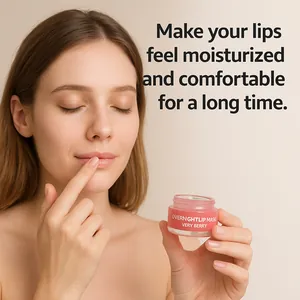 Nourishing berry overnight lip mask being applied to lips for long-lasting hydration.