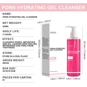 Page détaillée du nettoyant gel hydratant PDRN montrant les spécifications et taille