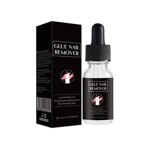 20ml gentle nail glue remover liquid with glass dropper and black packaging box