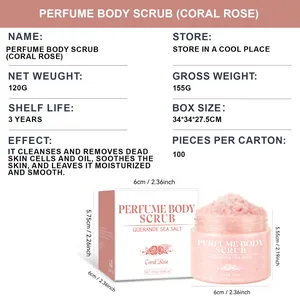 Spécifications et dimensions détaillées pour le gommage corporel Coral Rose 120g