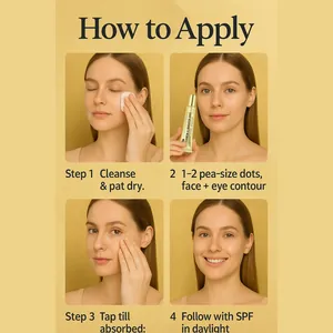 Step-by-step visual guide on how to apply Vitamin C Booster Shot serum for best results.