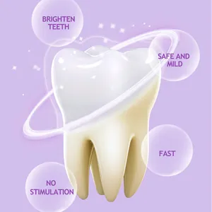 Espuma blanqueadora dental púrpura para eliminación de manchas y brillo dental profesional