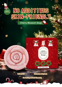 Sapone ai fiori di ciliegio a forma di rosa con confezione regalo rossa di Natale