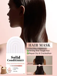 Rice water protein solid conditioner bar for healthy, shiny hair strengthening.