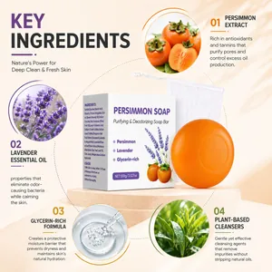 Vue détaillée des ingrédients de la savonnette désodorisante au kaki purifiant 100g