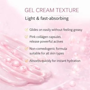 Detailed view of PDRN pink collagen capsule gel cream texture for skin hydration