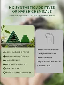 Detailansicht der Kräuter-Shampouseife mit Fokus auf Natürlichkeit und Kopfhautpflege