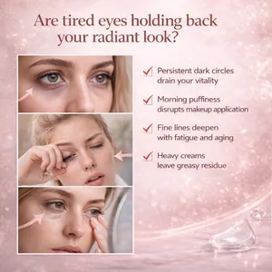 Infographic showing eye serum benefits for dark circles, puffiness, and fine lines.
