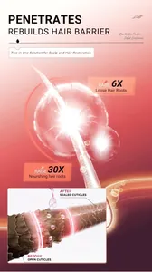 Detailed graphic showing rice water conditioner bar repairing and sealing hair cuticles