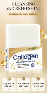 Dettaglio del sapone al collagene TQTQ con ingredienti attivi sbiancanti e idratanti