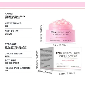 Detailed product specifications and dimensions for PDRN Pink Collagen Capsule Cream 50g