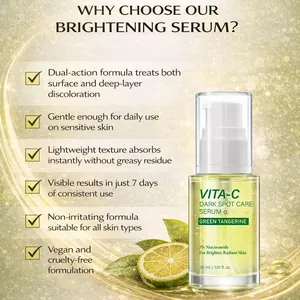 Detailopname van Green Tangerine Vitamine C serum tegen donkere vlekken met voordelen