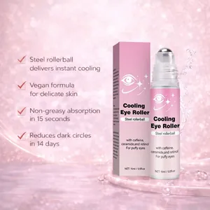 Cooling eye massage roller with steel rollerball for dark circles and puffy eyes