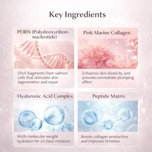 Detailgrafik der Hauptinhaltsstoffe des PDRN Pink Collagen aufpolsternden Lippenbalsams