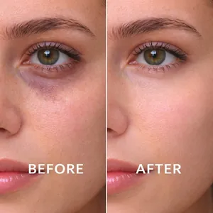 Detailed before and after comparison of dark circle reduction using nicotinamide eye essence