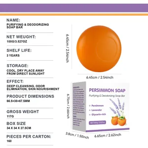 Spécifications détaillées et dimensions pour la barre de savon purifiante de 100g.