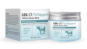 Professional view of GHK-CU Whipped Tallow Honey Balm 60ml jar and packaging box