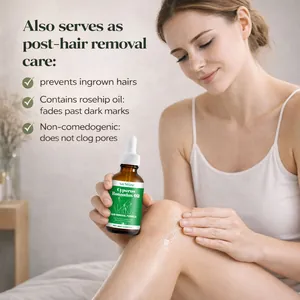 Detail showing Cyperus Rotundus Oil applied to leg for post-hair removal care