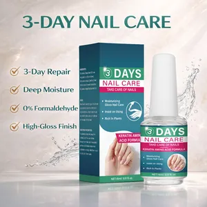 Detailed view of 3-day nail care serum with keratin amino acid formula and packaging box