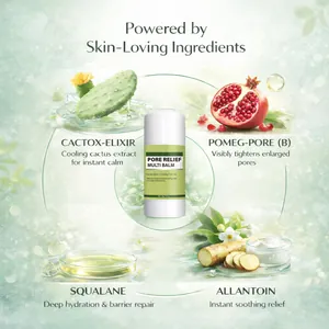 Detalle de Pore Relief Multi Balm con ingredientes naturales para la piel.
