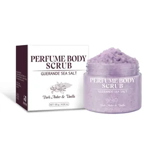 Gommage corporel au sel de mer de Guérande violet, parfum ambre noir et vanille, 120g