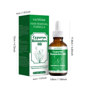 Accurate dimensions for Cyperus Rotundus Oil hair removal bottle and its green packaging box