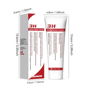 Detail view of 3H Daily Relief Cream 50ml showing product dimensions and packaging