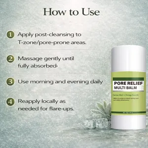 Infografía que explica cómo usar el stick Pore Relief Multi Balm en la zona T