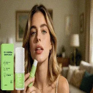 Close-up of model applying a gentle moisturizing face cream stick for daily hydration