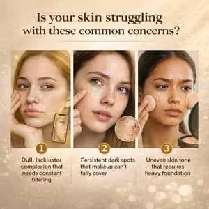 Visual comparison of skin issues like dullness and dark spots addressed by Glow Vitamin Cream