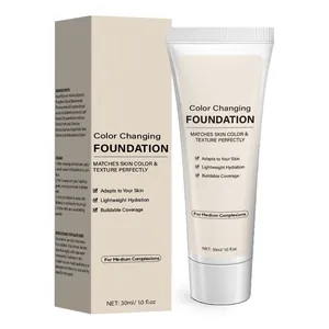 Color changing liquid foundation for medium complexions in 30ml tube and matching box
