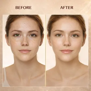 Face before and after skin transformation results using Glow Filter Vitamin Cream detail view