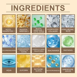 Detailed ingredient list for moisturizing eye cream featuring niacinamide and hyaluronic acid