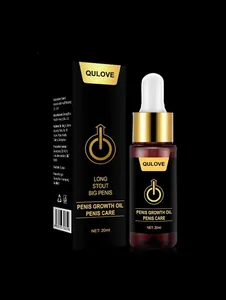 QULOVE 20ml male penis care oil bottle with dropper and black professional packaging