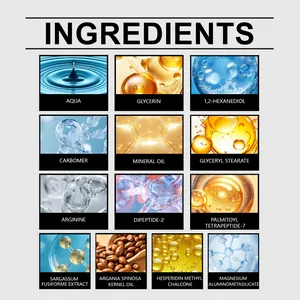 Lista detallada de ingredientes de la crema para ojos con péptidos y aceite de argán natural