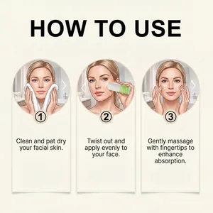 Illustrated three-step instructions for applying the moisturizing facial care cream stick