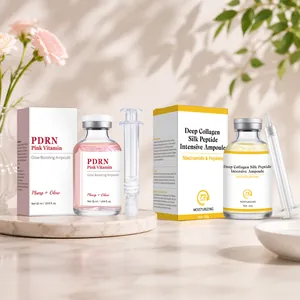 PDRN Pink Vitamin Essence and Deep Collagen Silk Peptide intensive ampoule skincare set