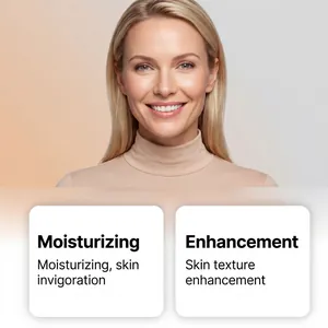 Detailed view of smiling woman with smooth skin after using moisturizing face cream stick
