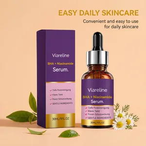 Viareline BHA + Niacinamide Serum-Flasche und Box-Set für die tägliche Hautpflege