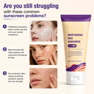 Hydrating moisturizing rich sunscreen SPF 50 mineral lotion for all skin tones and types