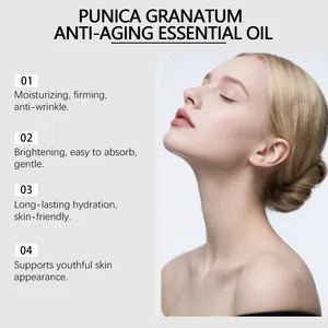 Dimostrazione visiva dei benefici dell'olio di semi di melograno antietà per pelle.
