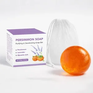 Savon au kaki purifiant et désodorisant avec filet moussant et boîte de présentation