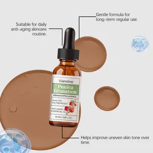 Dettaglio dell'olio essenziale anti-età Punica Granatum in flacone ambrato da 50ml