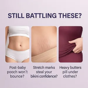 Vista detallada de la crema abdominal para estrías y problemas de la piel postparto