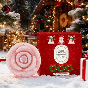 Sapone Di Ciliegio Di Natale Con Niacinamide A Forma Di Rosa Sapone Artigianale Per Viso E Corpo Confezione Regalo